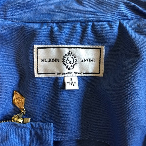 St. John Sport Blue Embroidered Zip Up Jacket Sz S - Picture 7 of 8